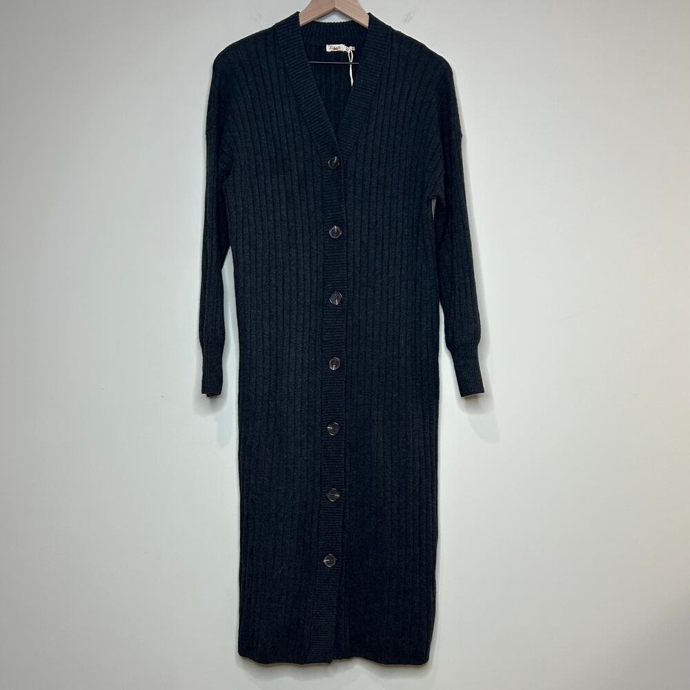 NWT Faherty Gray Jackson Ribbed Knit Duster Cardigan Sweater Size S Dress